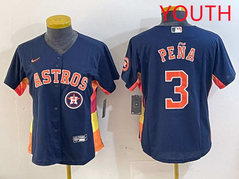Youth Houston Astros #3 Pena Blue City Edition 2025 Nike MLB Jersey style 5->youth mlb jersey->Youth Jersey